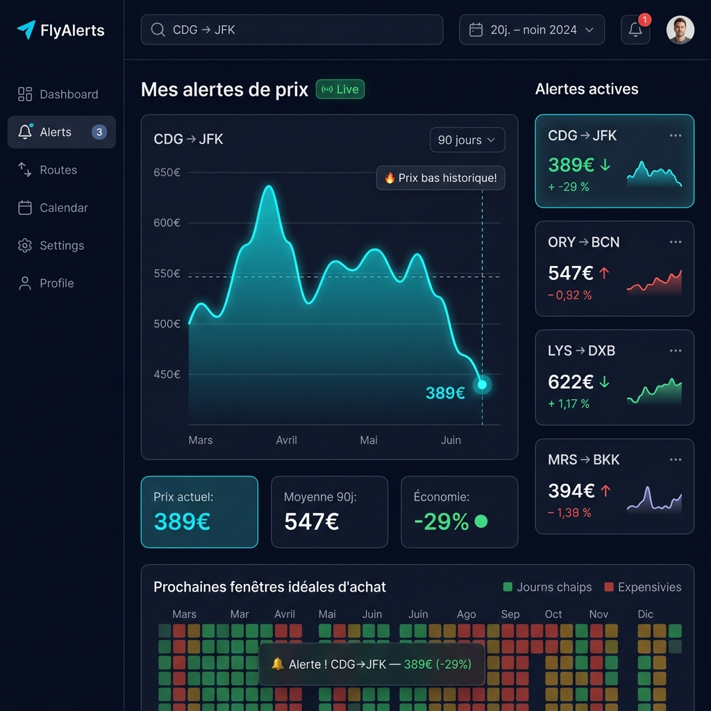 Dashboard FlyAlerts — Suivi des prix en temps réel